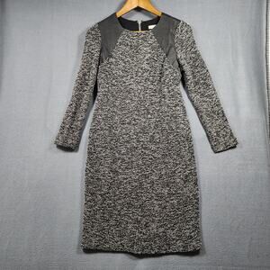 Cache Womens Dress Size 6 Black Faux Leather Stretch Classic Retro Edgy Vtg 90s